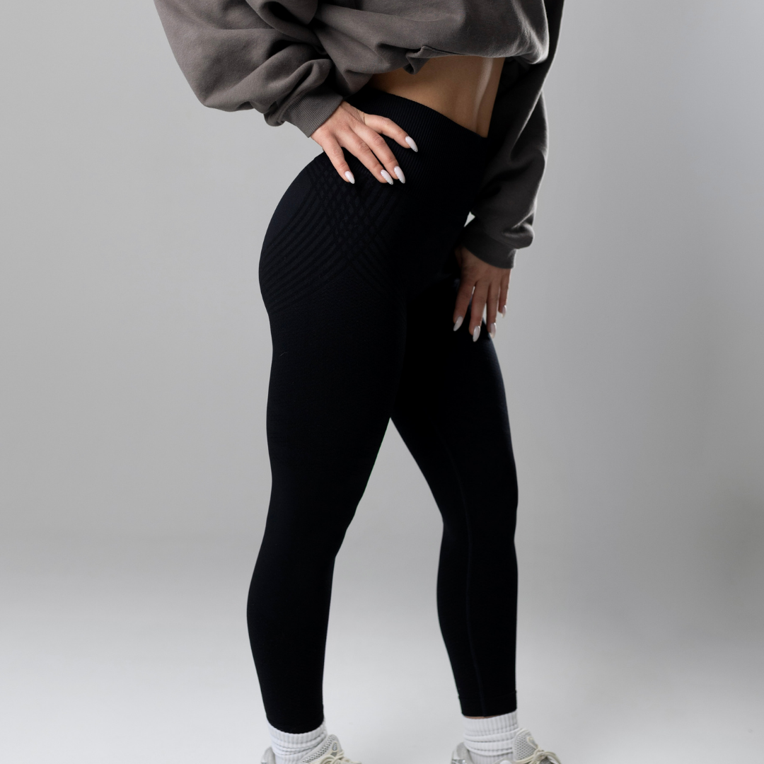 Legging sculptant 3D Coozyz, coloris noir, tricot sans coutures