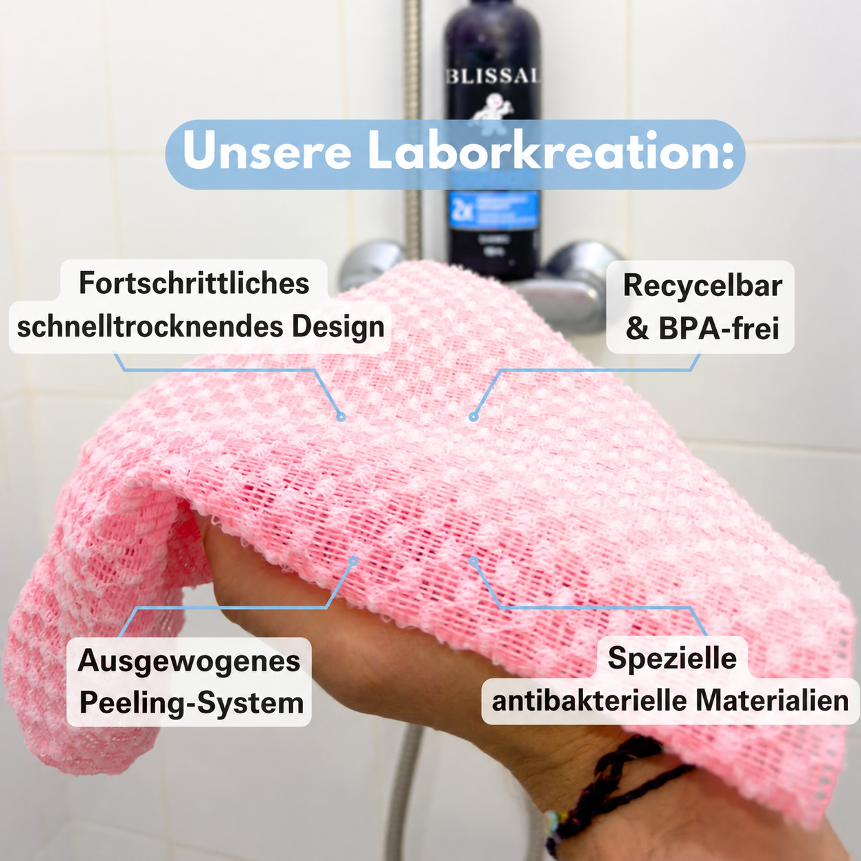 Coozyz Exfolierendes Antibakterielles Duschtuch
