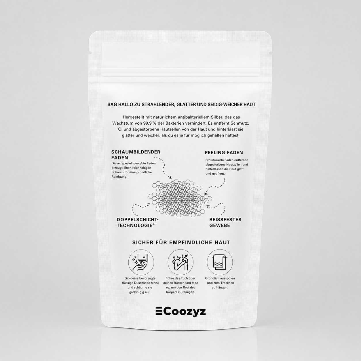 Coozyz Exfolierendes Antibakterielles Duschtuch
