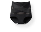 Culotte gainante taille haute Coozyz, coloris noir, bande croisée en X
